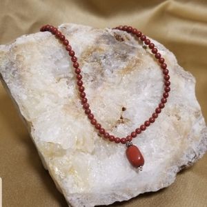 Jasper Bead Necklace 925 Silver Wire Strung Lobster Clasp